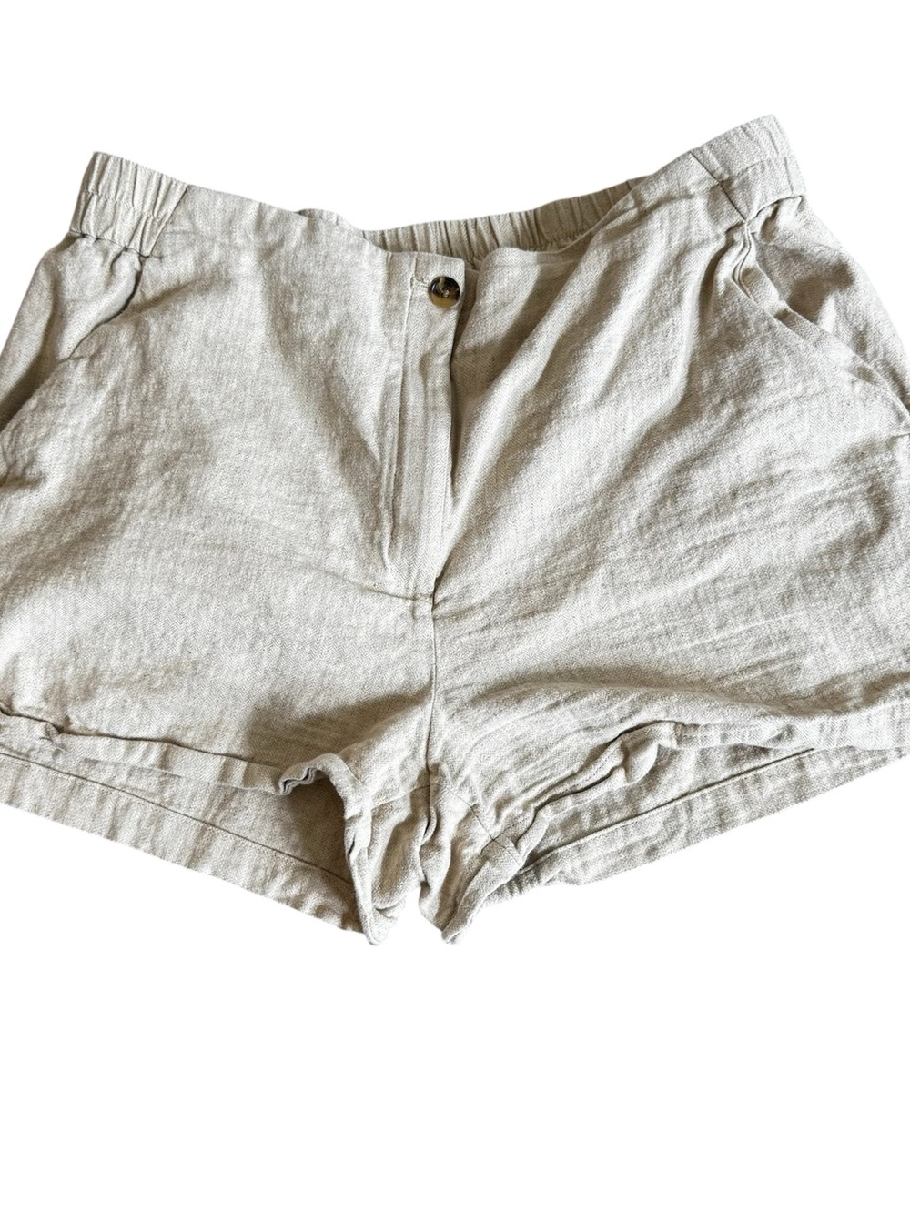 Banana Republic High Rise Linen Blend Shorts Size XL Beige Elastic Waist